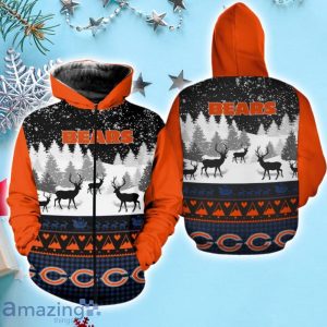Chicago Bears Snow Reindeer Christmas Hoodie Product Photo 2