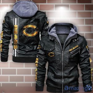 Chicago Bears Striped Style Leather Jacket For Fans Product Photo 1