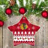Chicago Blackhawks Ceramic Ornament Christmas Pixel Art Tartan Background