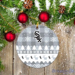 Chicago White Sox Ceramic Ornament Christmas Pixel Art Tartan Background Product Photo 2