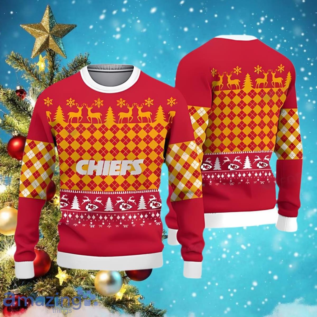 Chiefs Christmas Sweater Checkerboard Pattern Kansas City Chiefs Special Gift For Men And Women image Chiefs Christmas Sweater Checkerboard Pattern Kansas City Chiefs Special Gift For Men And Women Product Photo 1
