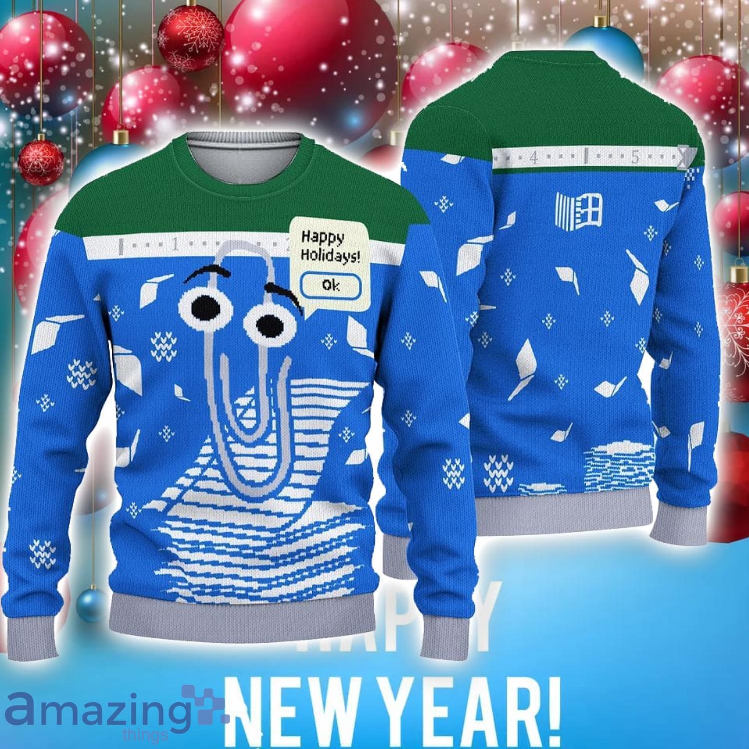 Christmas Clippy Ugly Sweater Unisex Gift Sorry Clippy fans 3D Sweater Unisex Gift image Christmas Clippy Ugly Sweater Unisex Gift Sorry Clippy fans 3D Sweater Unisex Gift Product Photo 1