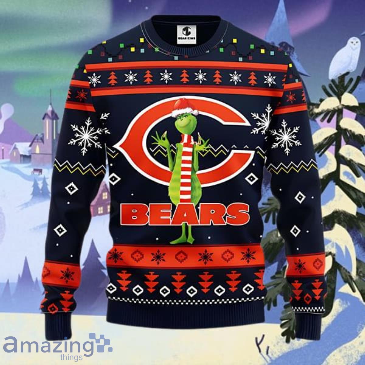 Christmas Gift NFL Chicago Bears Logo With Funny Grinch Ugly Christmas Sweater Unique Gift image Christmas Gift NFL Chicago Bears Logo With Funny Grinch Ugly Christmas Sweater Unique Gift Product Photo 1