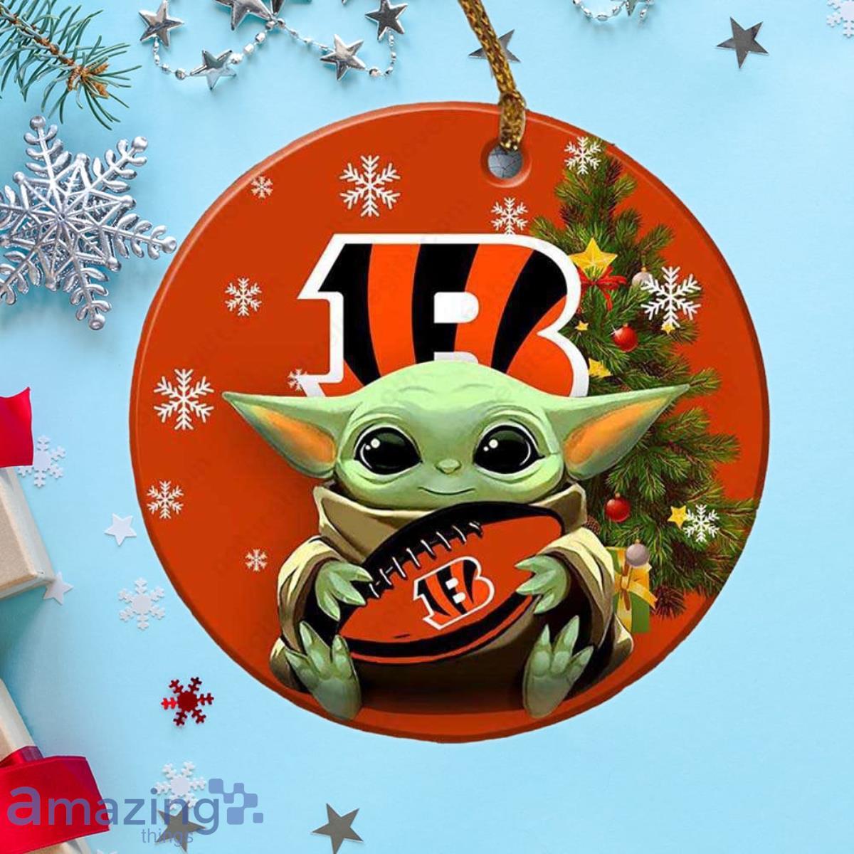 Cincinnati Bengals Baby Yoda Ornament Christmas Tree Decorations NFL Gifts image Cincinnati Bengals Baby Yoda Ornament Christmas Tree Decorations NFL Gifts Product Photo 1