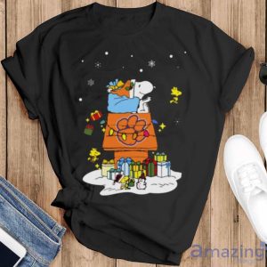 Clemson Tigers Santa Snoopy Wish You A Merry Christmas Shirt - Black T-Shirt