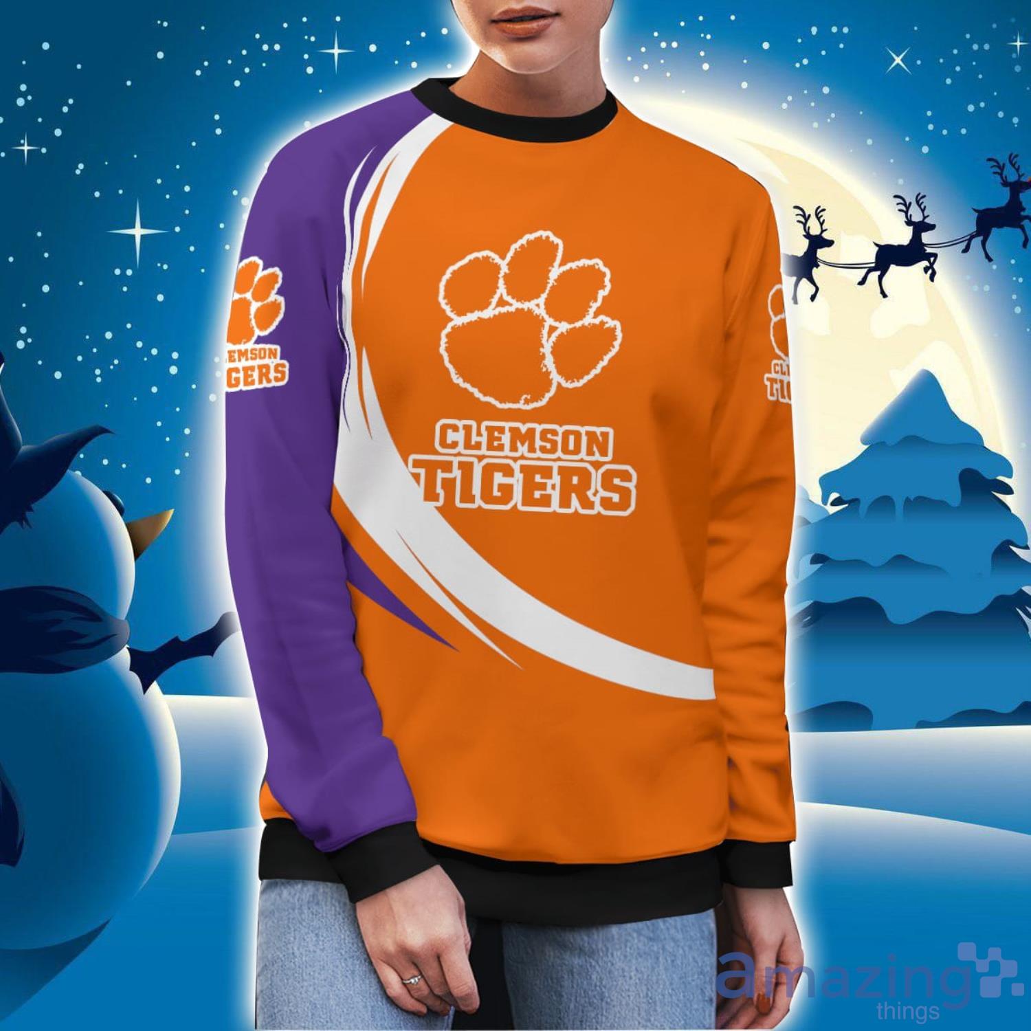 Clemson Tigers Simple Vintage 3D Sweater Christmas Gift For Fans image Clemson Tigers Simple Vintage 3D Sweater Christmas Gift For Fans Product Photo 2