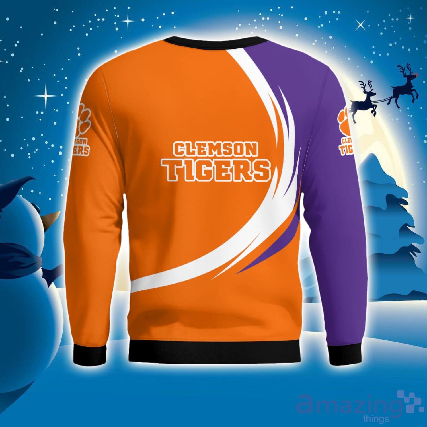 Clemson Tigers Simple Vintage 3D Sweater Christmas Gift For Fans image Clemson Tigers Simple Vintage 3D Sweater Christmas Gift For Fans Product Photo 4