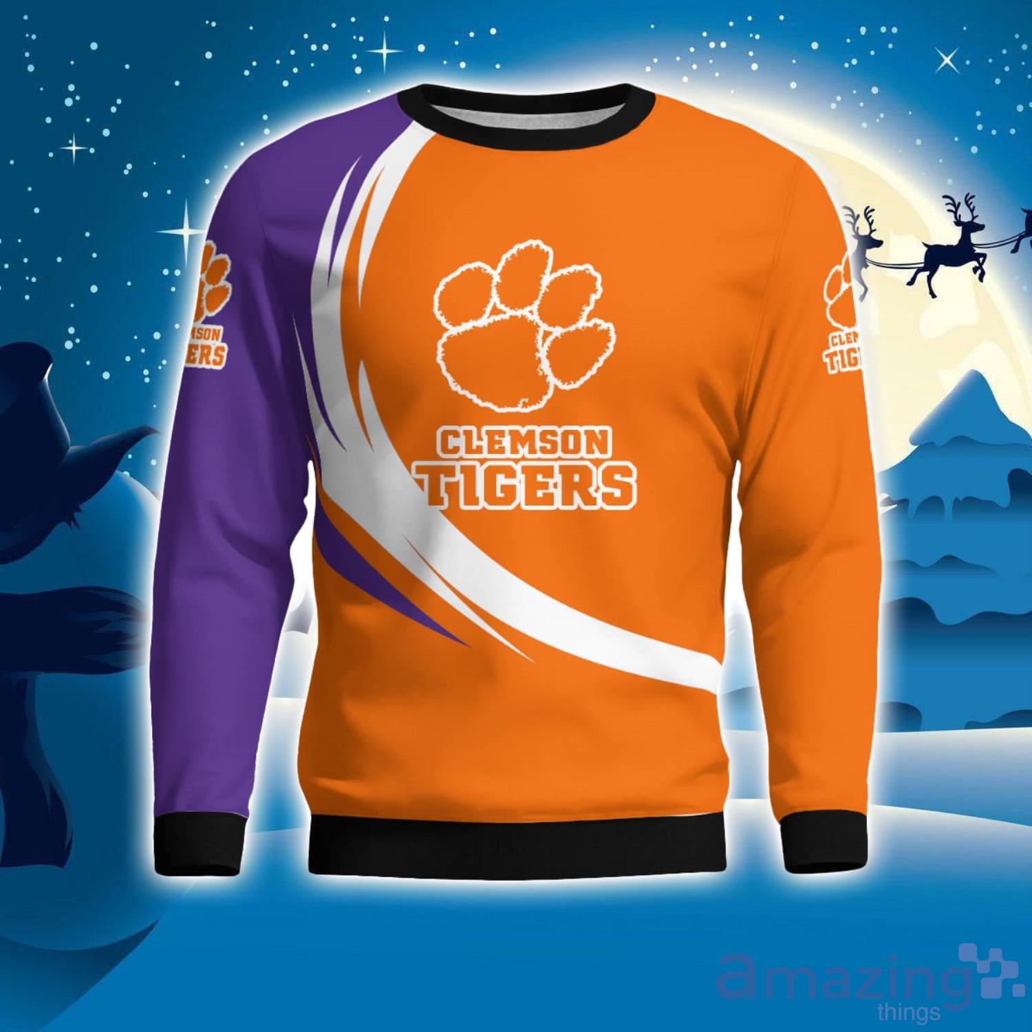 Clemson Tigers Simple Vintage 3D Sweater Christmas Gift For Fans image Clemson Tigers Simple Vintage 3D Sweater Christmas Gift For Fans Product Photo 1
