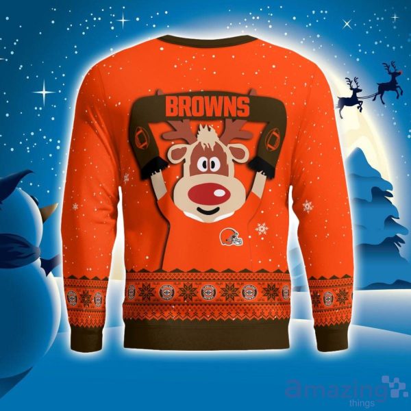 Cleveland Browns Cute Reindeer Ugly Christmas Sweater Christmas Party Gift Product Photo 4