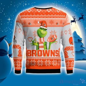 Cleveland Browns Grinch Snowflake Pattern Ugly Sweater Christmas Product Photo 2