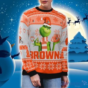 Cleveland Browns Grinch Snowflake Pattern Ugly Sweater Christmas Product Photo 3