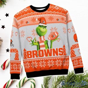 Cleveland Browns Grinch Snowflake Pattern Ugly Sweater Christmas Product Photo 4