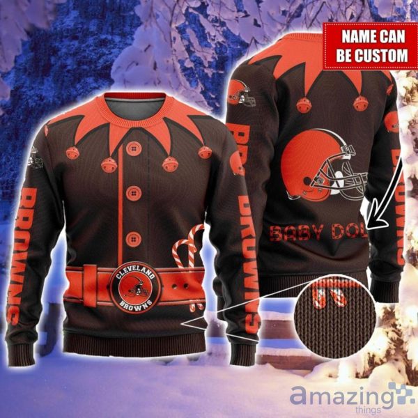 Cleveland Browns Logo Knitted Pattern Ugly Christmas Sweater - Banantees