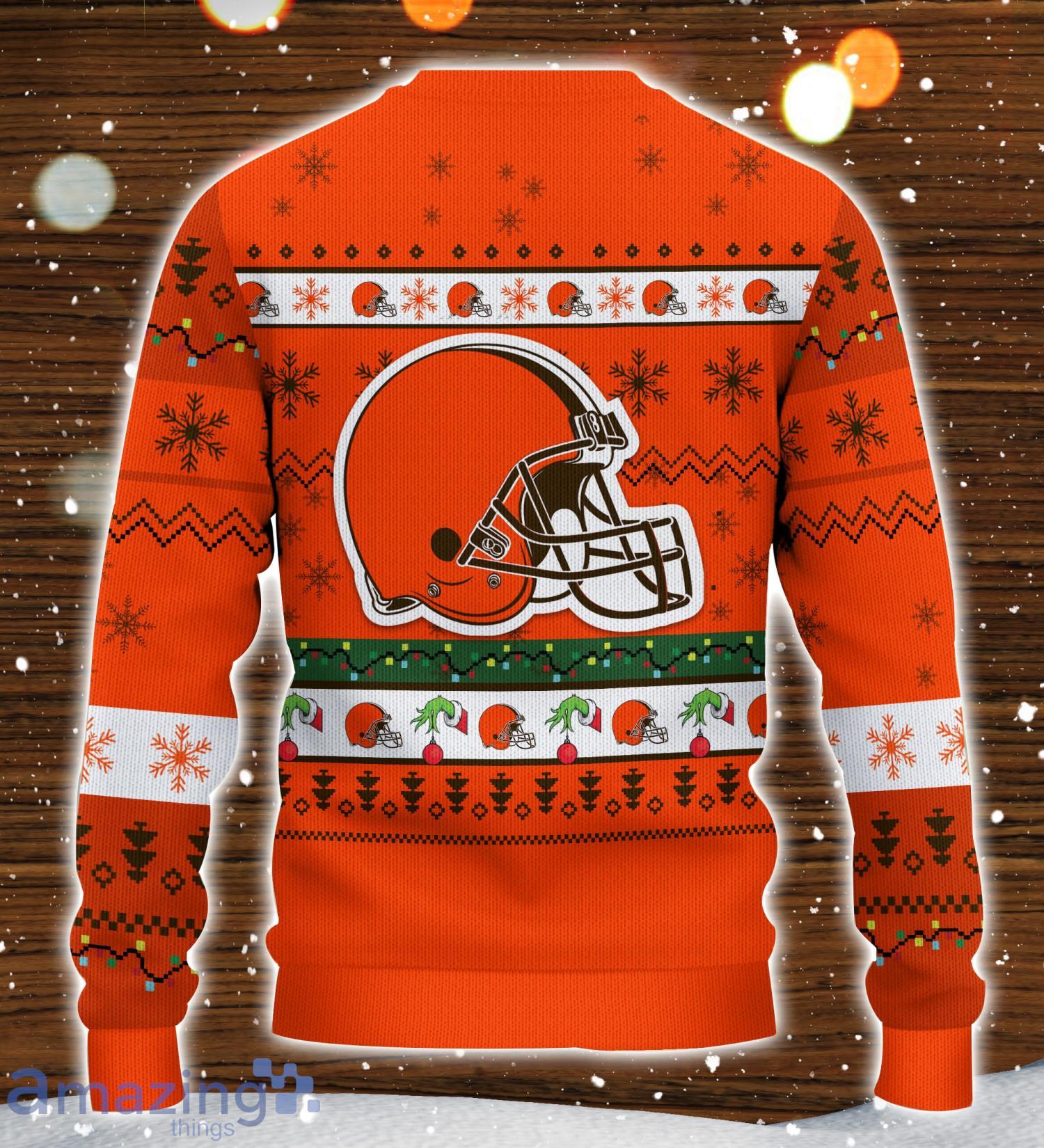 Cleveland Browns NFL Grinch Hand Funny Christmas Gift Ugly Christmas Sweater Gift Ideas For Fans image Cleveland Browns NFL Grinch Hand Funny Christmas Gift Ugly Christmas Sweater Gift Ideas For Fans Product Photo 1