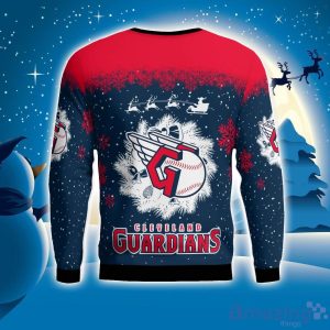 Cleveland Guardians Santa sleigh driving reindeer Pattern Ugly Christmas Sweater Product Photo 2