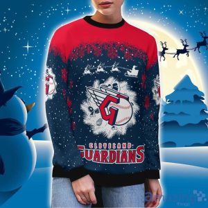 Cleveland Guardians Santa sleigh driving reindeer Pattern Ugly Christmas Sweater Product Photo 3