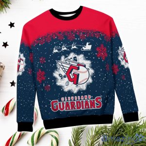 Cleveland Guardians Santa sleigh driving reindeer Pattern Ugly Christmas Sweater Product Photo 4