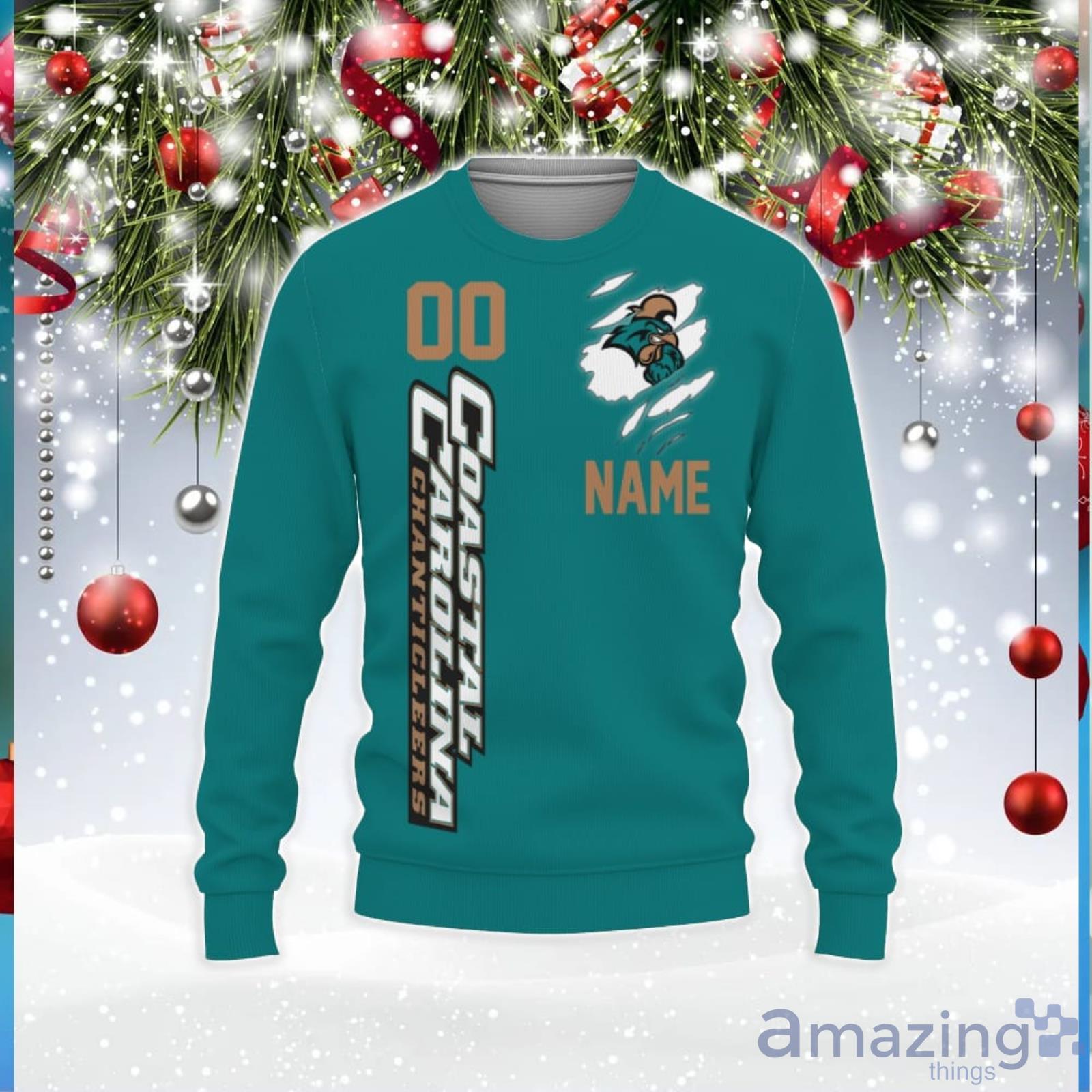 Coastal Carolina Chanticleers Sports American Football Helmet Custom Name And Number 3D Sweater Christmas Gift For Fans image Coastal Carolina Chanticleers Sports American Football Helmet Custom Name And Number 3D Sweater Christmas Gift For Fans Product Photo 1