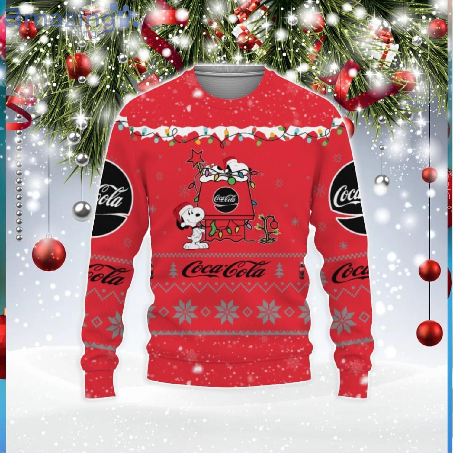 Coca Cola Soft Drink American Whiskey Beers Merry Christmas Snoopy House Cute Gift 3D Ugly Christmas Sweater Product Photo 1