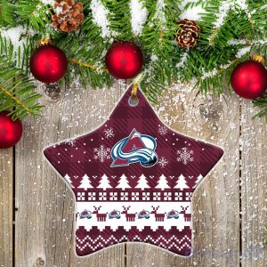 Colorado Avalanche Ceramic Ornament Christmas Pixel Art Tartan Background Product Photo 1