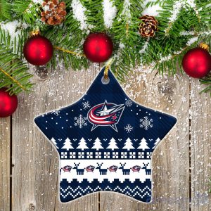 Columbus Blue Jackets Ceramic Ornament Christmas Pixel Art Tartan Background Product Photo 1