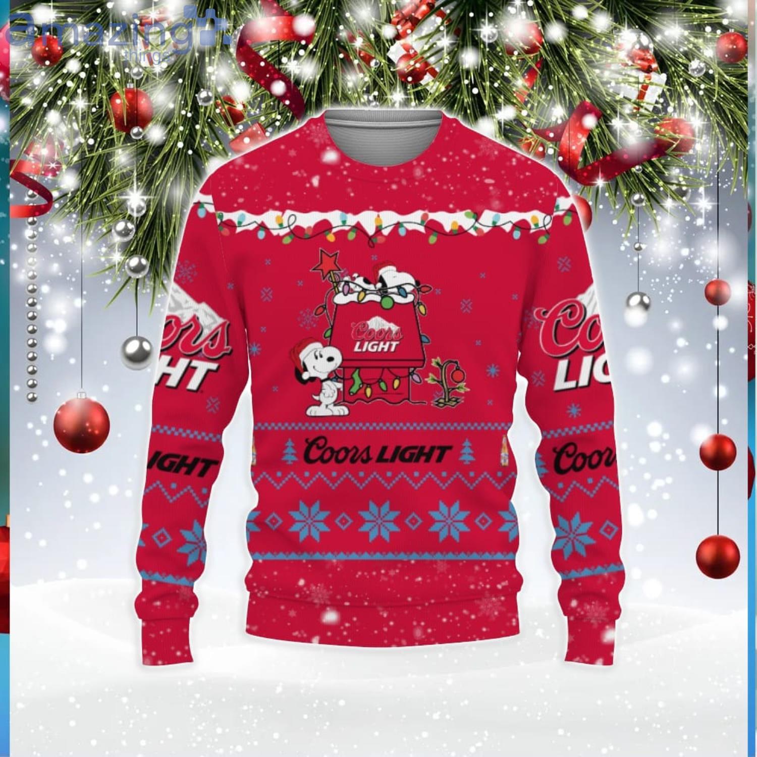Coors Light Beers American Whiskey Beers Merry Christmas Snoopy House Cute Gift 3D Ugly Christmas Sweater Product Photo 1