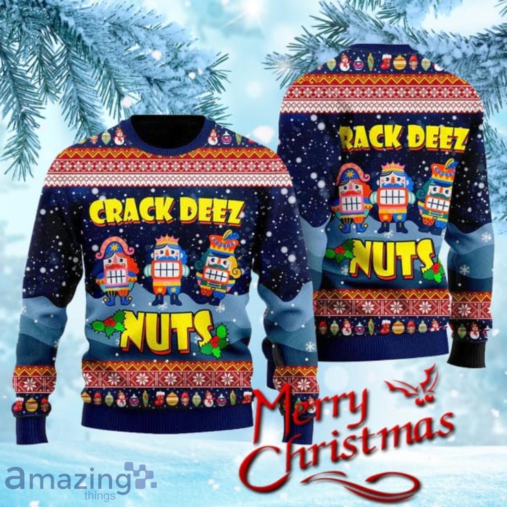 Crack Deez Nuts Nutcracker Ugly Christmas Sweater Gift Knitting