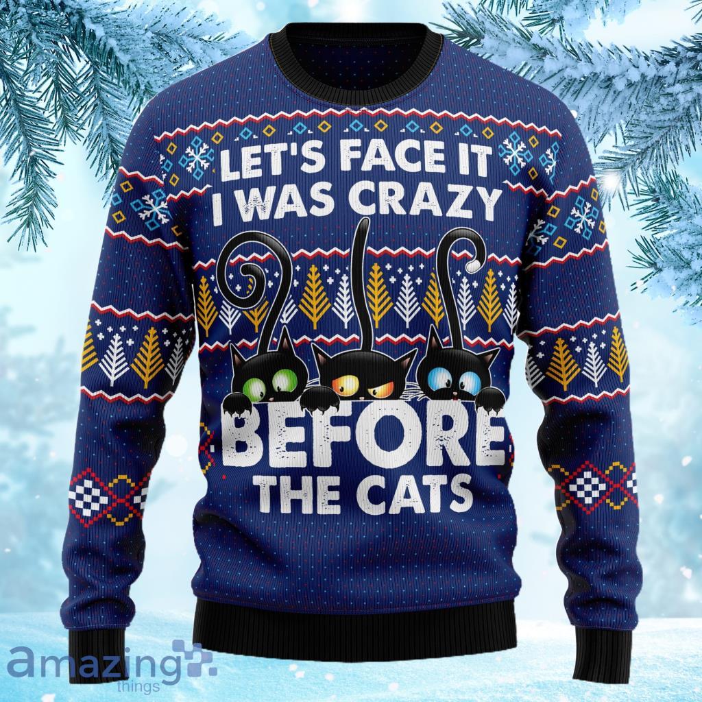 Crazy Cat Ugly Christmas Sweater Gift Knitting Sweater image Crazy Cat Ugly Christmas Sweater Gift Knitting Sweater Product Photo 1