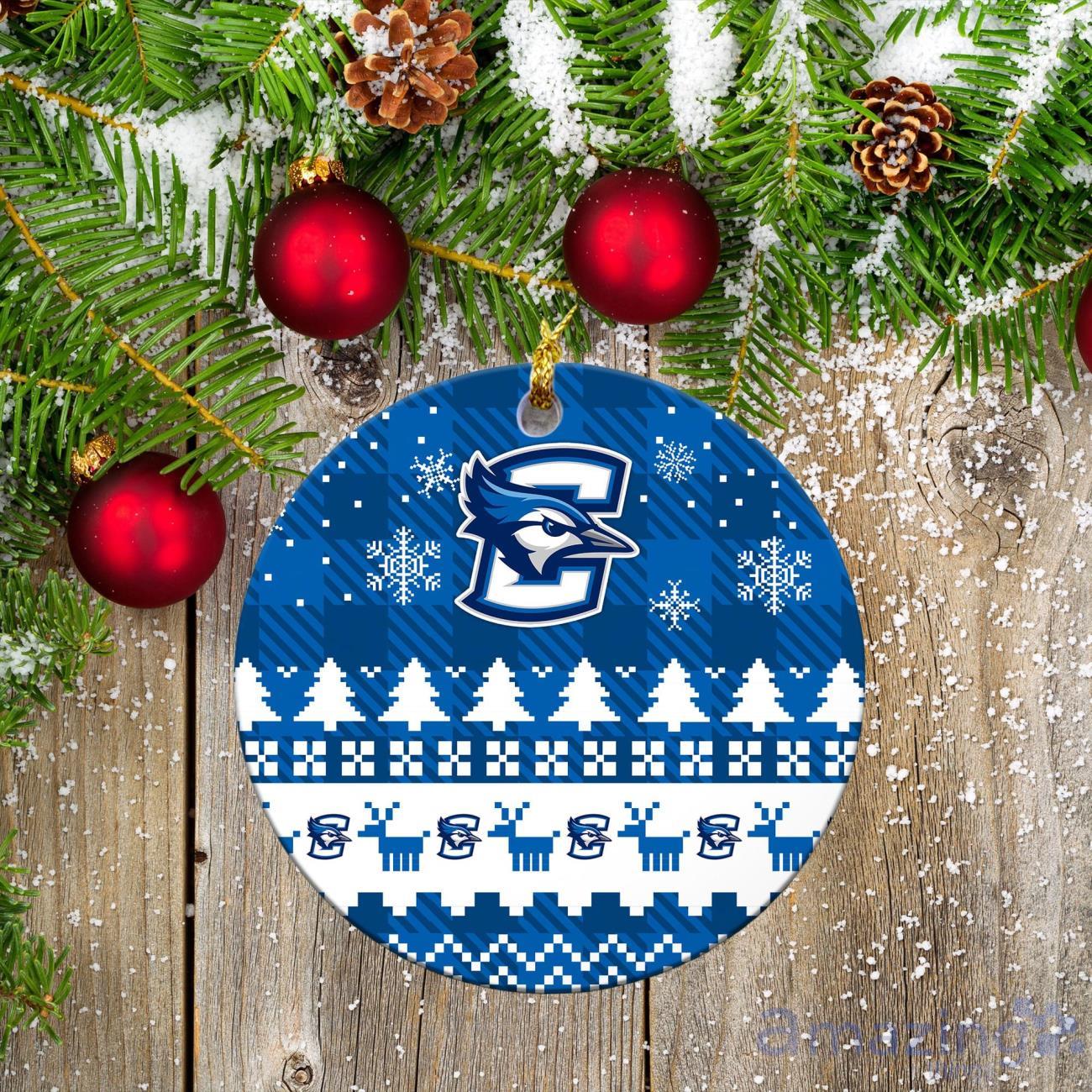 Creighton Bluejays Ceramic Ornament Christmas Pixel Art Tartan Background image Creighton Bluejays Ceramic Ornament Christmas Pixel Art Tartan Background Product Photo 2