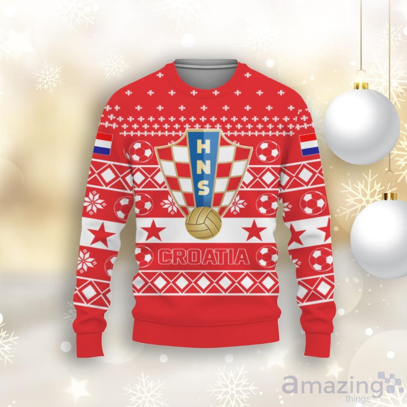 Croatia National Football American Ugly Christmas Sweater New Trend For Fans Club image Croatia National Football American Ugly Christmas Sweater New Trend For Fans Club Product Photo 1