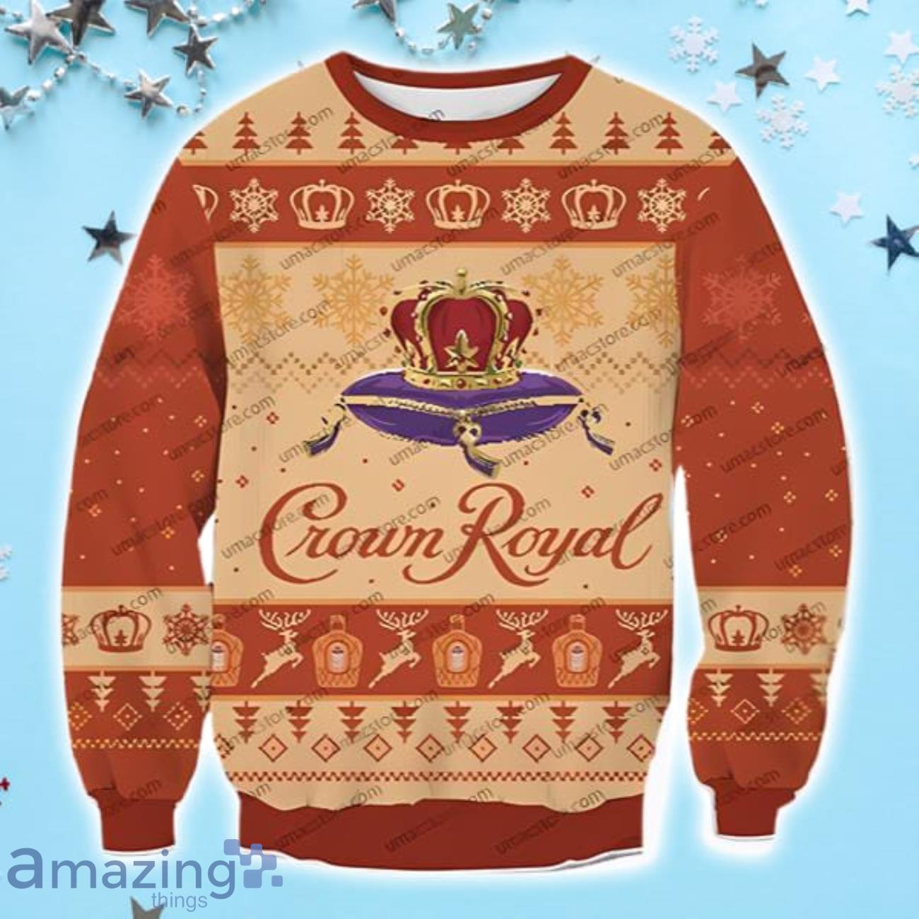 Crown Royal Peach 3D Print Christmas Ugly Sweater image Crown Royal Peach 3D Print Christmas Ugly Sweater Product Photo 1