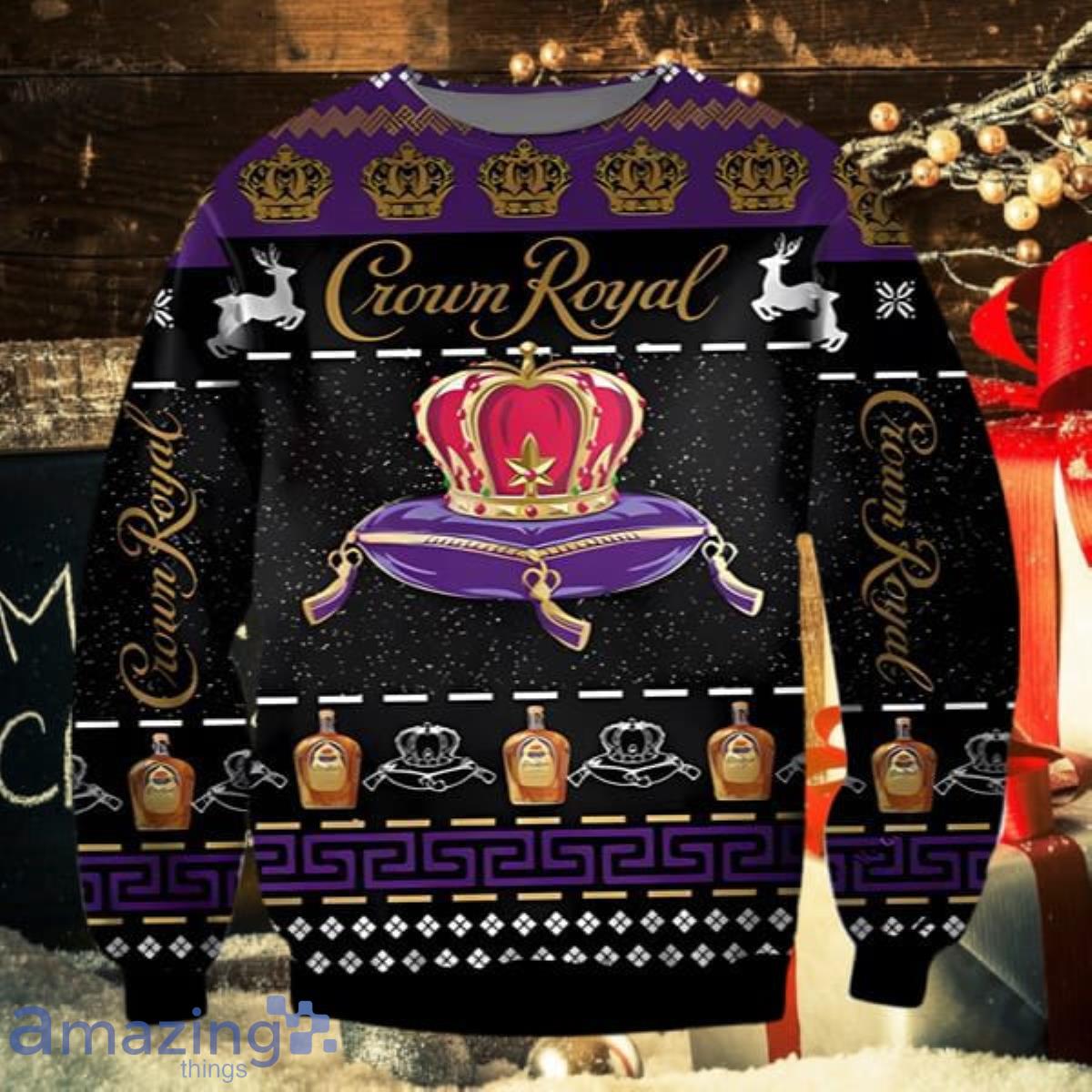Crown Royal Whiskies Ugly Christmas Sweater Nice Gift For Everyone image Crown Royal Whiskies Ugly Christmas Sweater Nice Gift For Everyone Product Photo 1