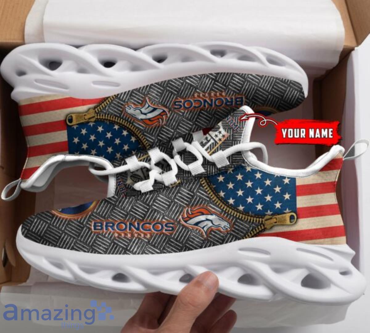 Denver Broncos High Top Shoes Custom American Flag Sneakers