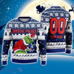 Custom Name And Number EPL Crystal Palace Grinch Ugly Christmas Sweater All Over Print Trending Sweater For Fan Product Photo 1