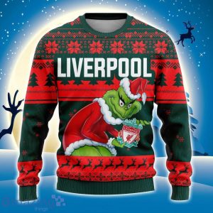 Custom Name And Number EPL Liverpool Grinch Ugly Christmas Sweater All Over Print Trending Sweater For Fan Product Photo 2