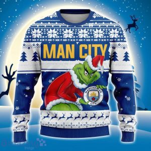 Custom Name And Number EPL Man City Grinch Ugly Christmas Sweater All Over Print Trending Sweater For Fan Product Photo 2
