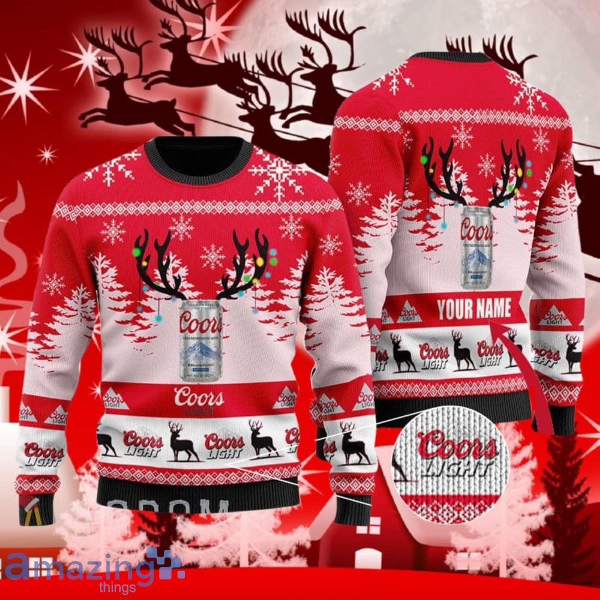 Custom Name Deer Coors Light Ugly Christmas Sweater Style Gift For Men And  Women