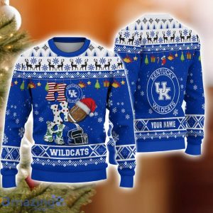 Custom Name For NCAA Fans Kentucky Wildcats HO HO HO Ugly Christmas Sweater Funny Christmas Gift Product Photo 1