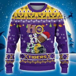 Custom Name For NCAA Fans LSU Tigers HO HO HO Ugly Christmas Sweater Funny Christmas Gift Product Photo 2