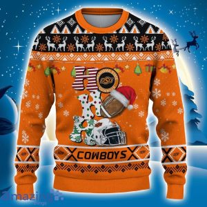 Custom Name For NCAA Fans Oklahoma State Cowboys HO HO HO Ugly Christmas Sweater Funny Xmas Gift Product Photo 2