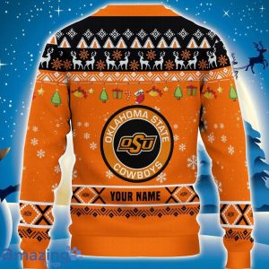 Custom Name For NCAA Fans Oklahoma State Cowboys HO HO HO Ugly Christmas Sweater Funny Xmas Gift Product Photo 3