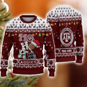 Custom Name For NCAA Fans Texas A&M Aggies HO HO HO Ugly Christmas Sweater Funny Christmas Gift Product Photo 1