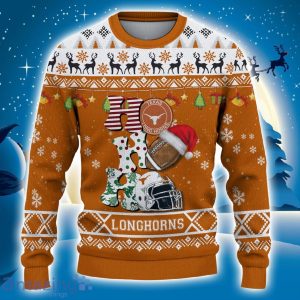 Custom Name For NCAA Fans Texas Longhorns HO HO HO Ugly Christmas Sweater Funny Christmas Gift image Custom Name For NCAA Fans Texas Longhorns HO HO HO Ugly Christmas Sweater Funny Christmas Gift Product Photo 2