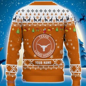 Custom Name For NCAA Fans Texas Longhorns HO HO HO Ugly Christmas Sweater Funny Christmas Gift image Custom Name For NCAA Fans Texas Longhorns HO HO HO Ugly Christmas Sweater Funny Christmas Gift Product Photo 3