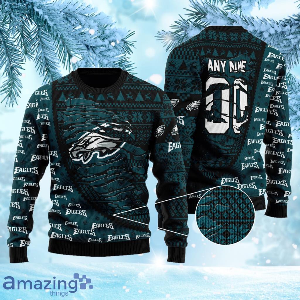 Philadelphia Eagles Team Custom Name Ugly Christmas Sweater For