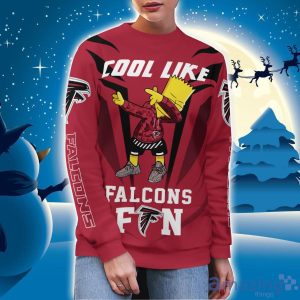 Cute Cool Like Atlanta Falcons Fan Bart Simpson Dab Ugly Christmas Sweater Product Photo 2