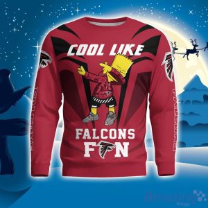 Cute Cool Like Atlanta Falcons Fan Bart Simpson Dab Ugly Christmas Sweater Product Photo 1