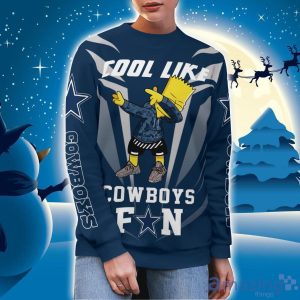Cute Cool Like Dallas Cowboys Fan Bart Simpson Dab Ugly Christmas Sweater Product Photo 2