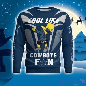 Cute Cool Like Dallas Cowboys Fan Bart Simpson Dab Ugly Christmas Sweater Product Photo 1