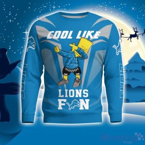 Cute Cool Like Detroit Lions Fan Bart Simpson Dab Ugly Christmas Sweater Product Photo 1